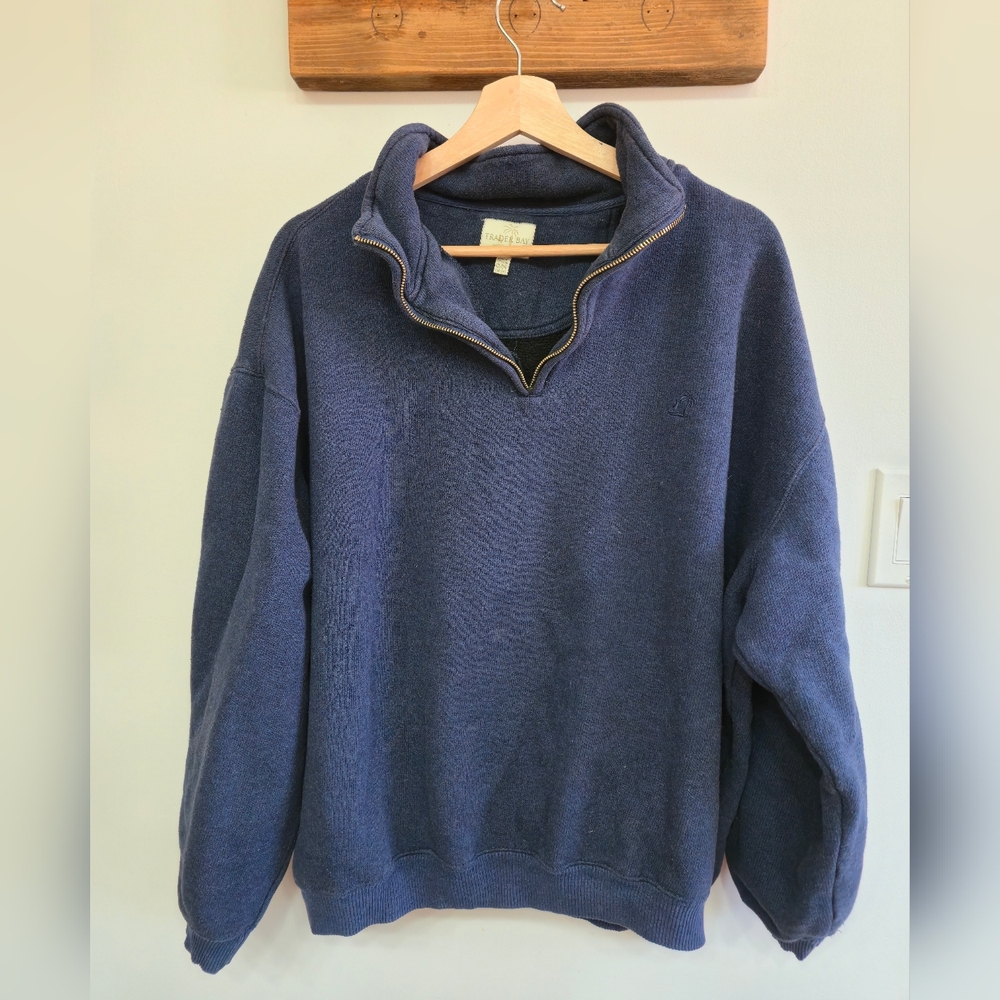 VINTAGE Blue Quarter-Zip Oversized Sweater, XL